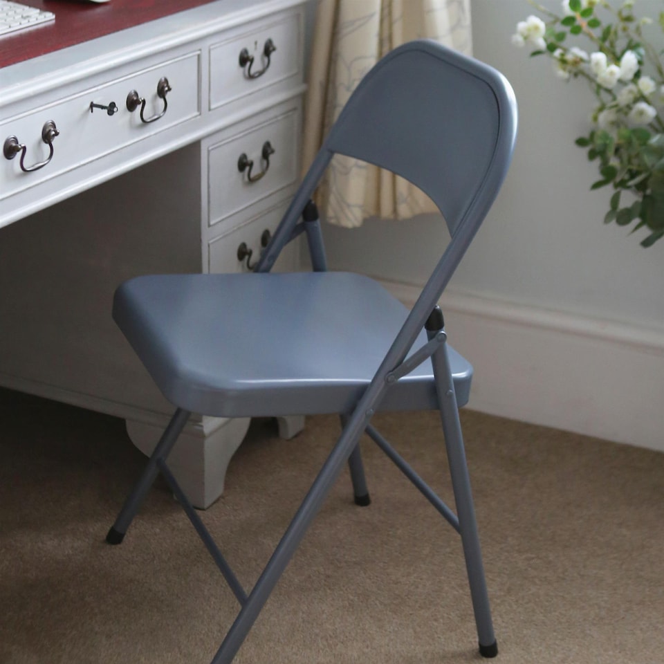 image 1 of Harbour Housewares Metal Folding Chairs - Matt Black - Pack of 6