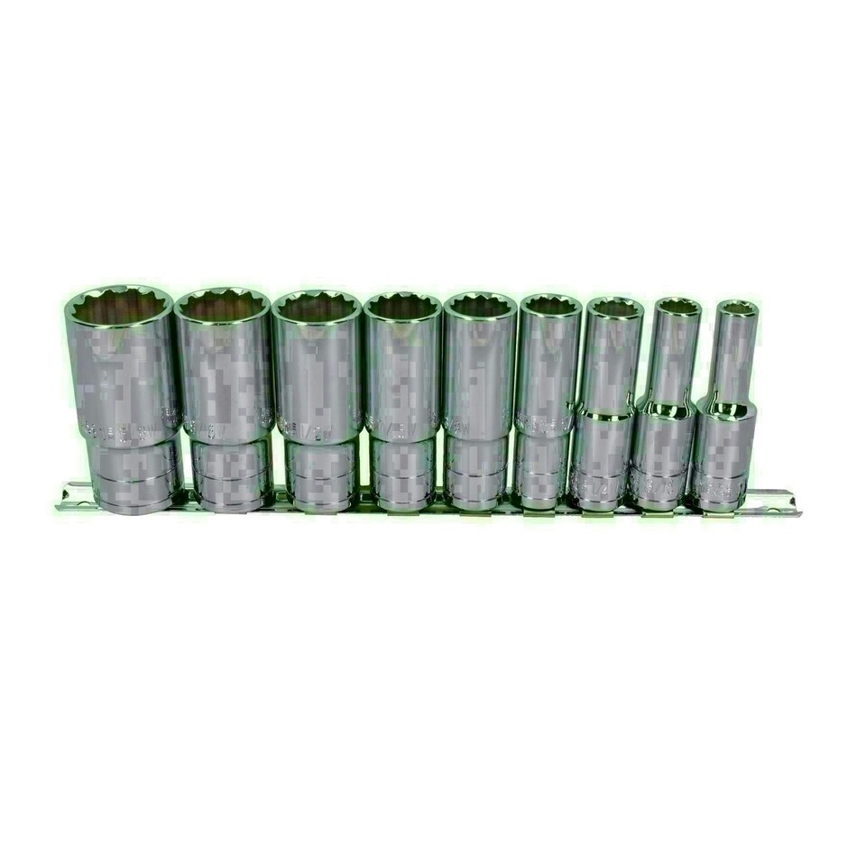 image 1 of 1/2" Drive Whitworth Double Deep British Sockets BSW 9pc 12 Sided Bi-hex
