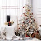 image 3 of HOMCOM 5ft Prelit Snow Flocked Artificial Christmas Tree with Warm White LED Light and 931 Tips, Metal Base, Snowy Realistic Xmas Tree