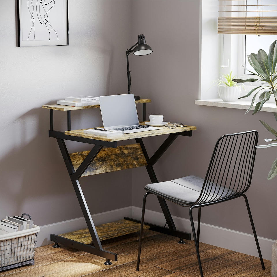 image 1 of HOMCOM Home Office Computer Desk w/ Storage, Gaming Writing Table, 70cm,Brown