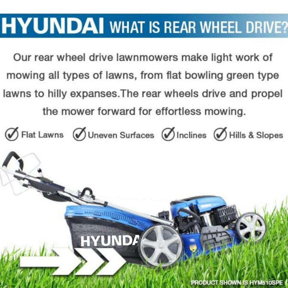image 1 of Hyundai 17"/43cm 139cc Electric-Start Self-Propelled Petrol Roller Lawnmower | HYM430SPER
