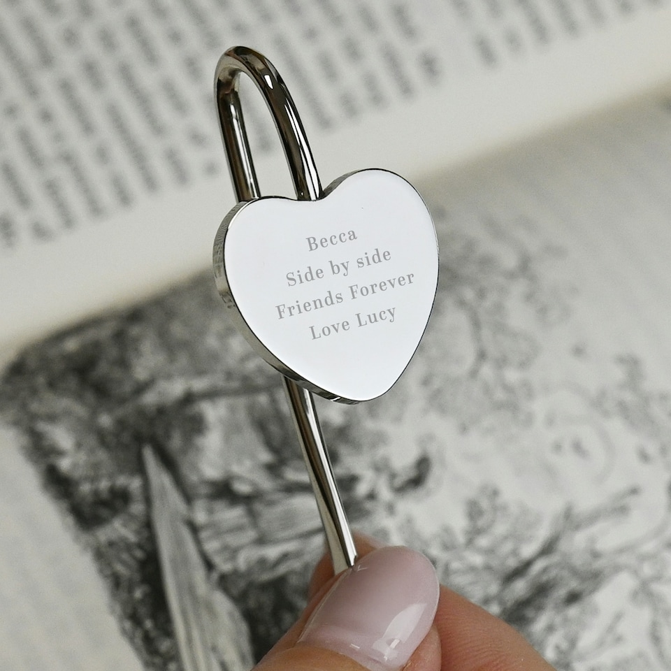 image 1 of Personalised Engraved Silver Heart Bookmark