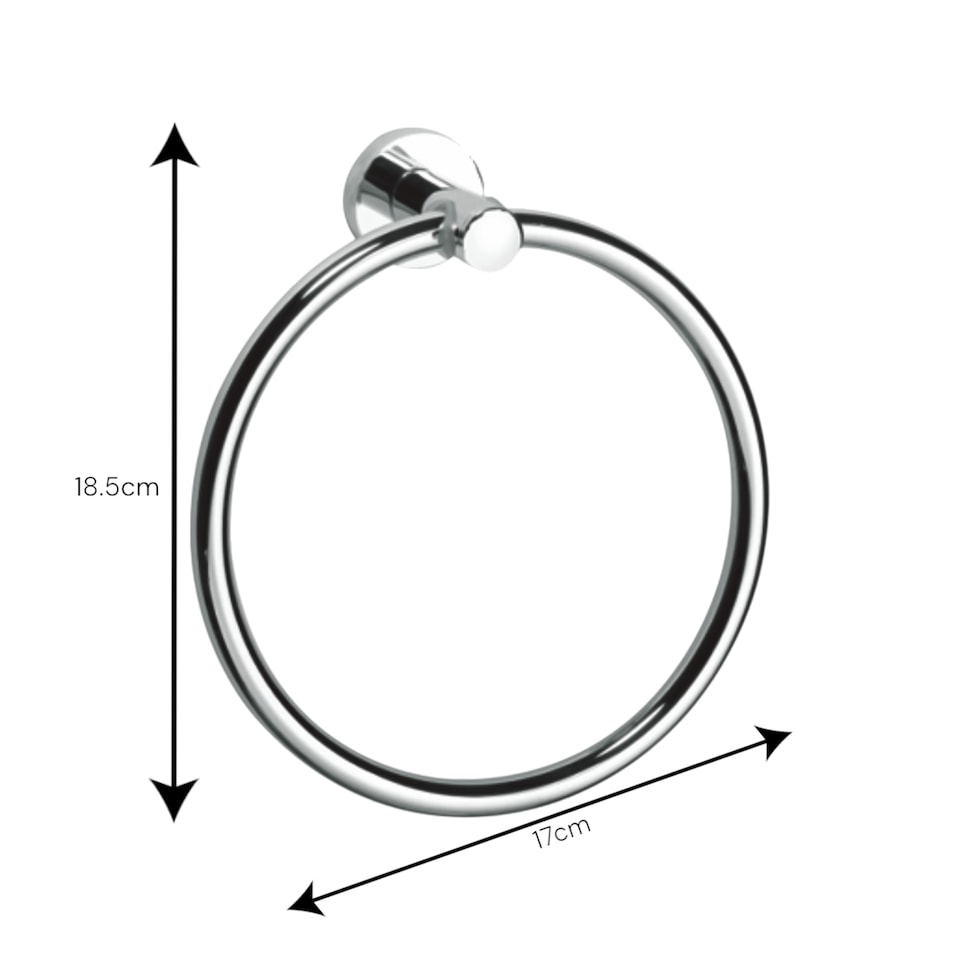 image 1 of Showerdrape Modernity Chrome Stainless Steel Wall Mounted Towel Ring | Silver | 1