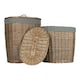 image 4 of Set of 2 Antique Wash Grey Cotton Lined Oval Willow Laundry Basket