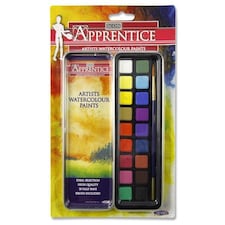 Pack of 18 Watercolour Paint Set With Brush In Tin by Icon Art