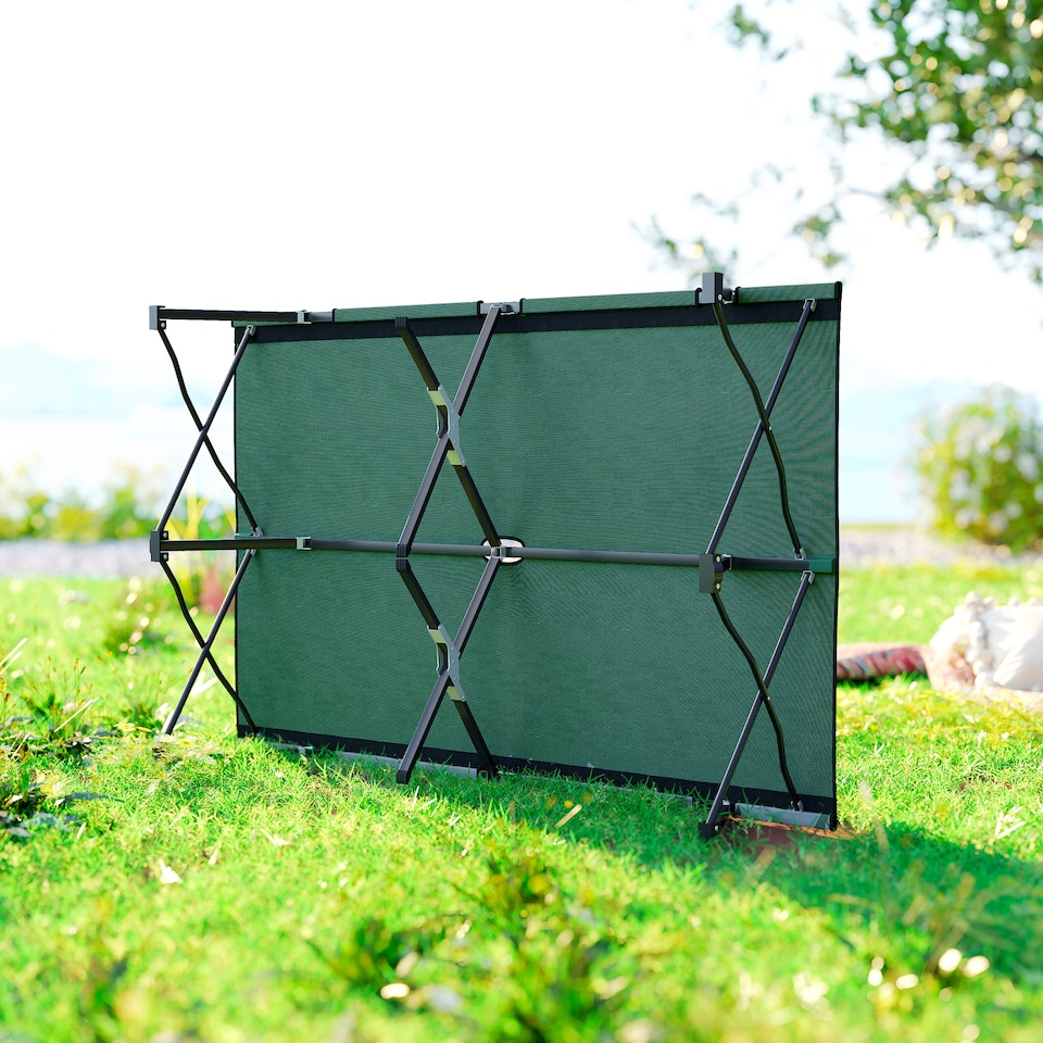 image 1 of Outsunny Double Camping Folding Cot Outdoor Portable Sleeping Bed, Green