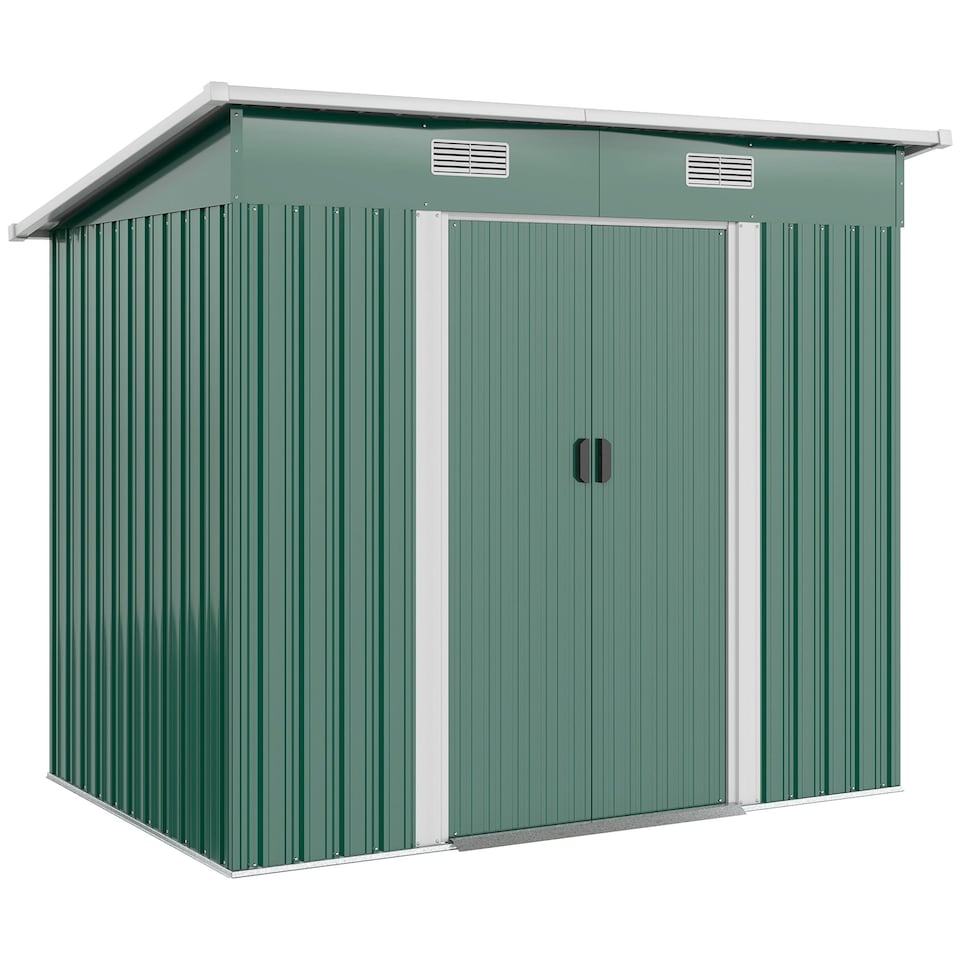 image 1 of Outsunny 7 x 4ft Outdoor Garden Storage Shed for Backyard Patio Green
