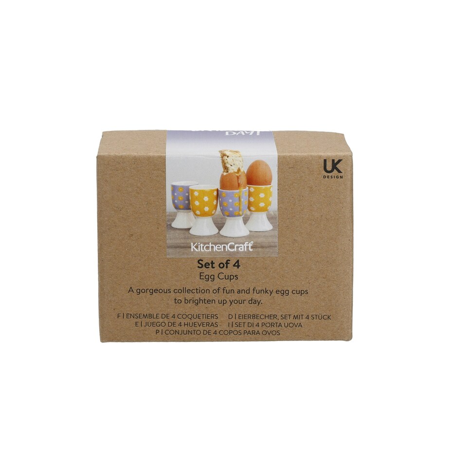 image 1 of KitchenCraft Egg Cup Set Multicolour Floral 4 Piece