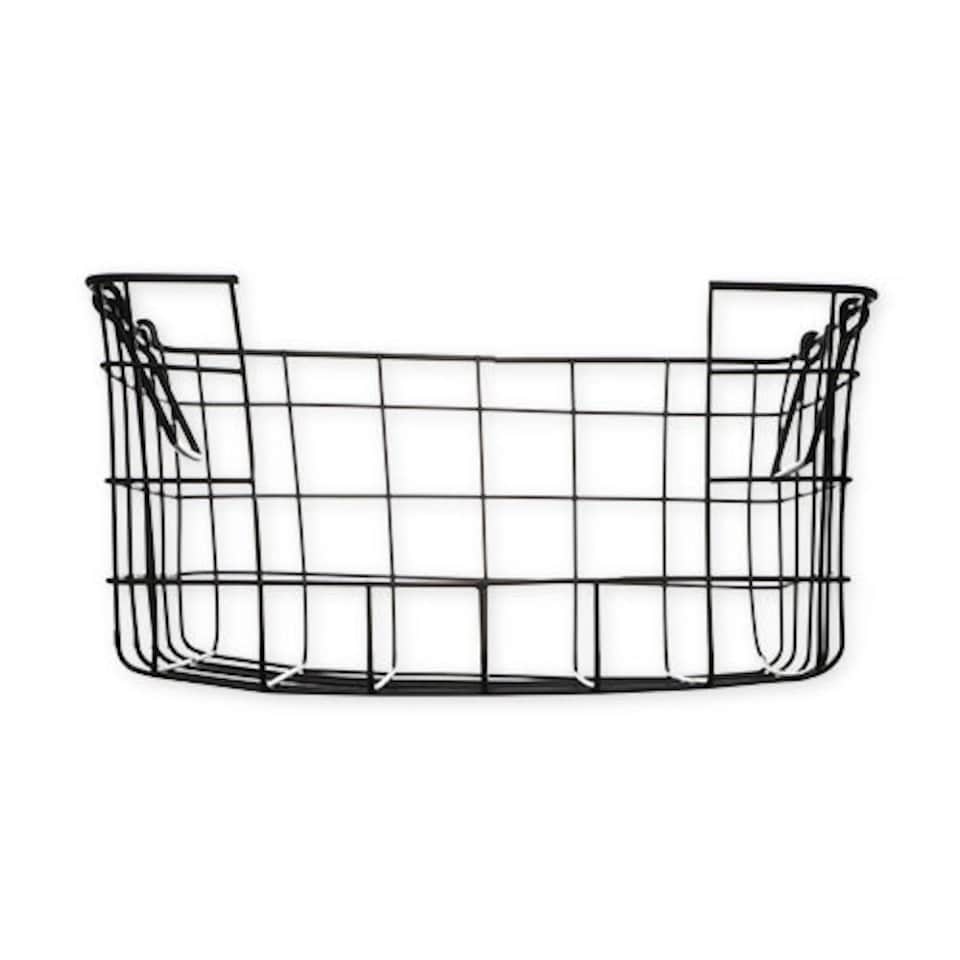 image 1 of Black Open Front Wire Storage Basket 33cm White