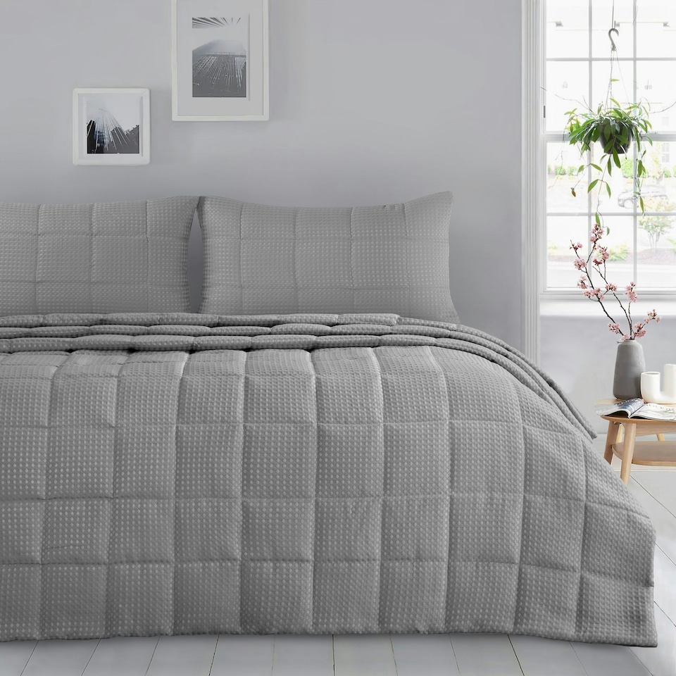 image 1 of Intimates Waffle Weave Luxury Bedspread Set Green | Sage | One Size