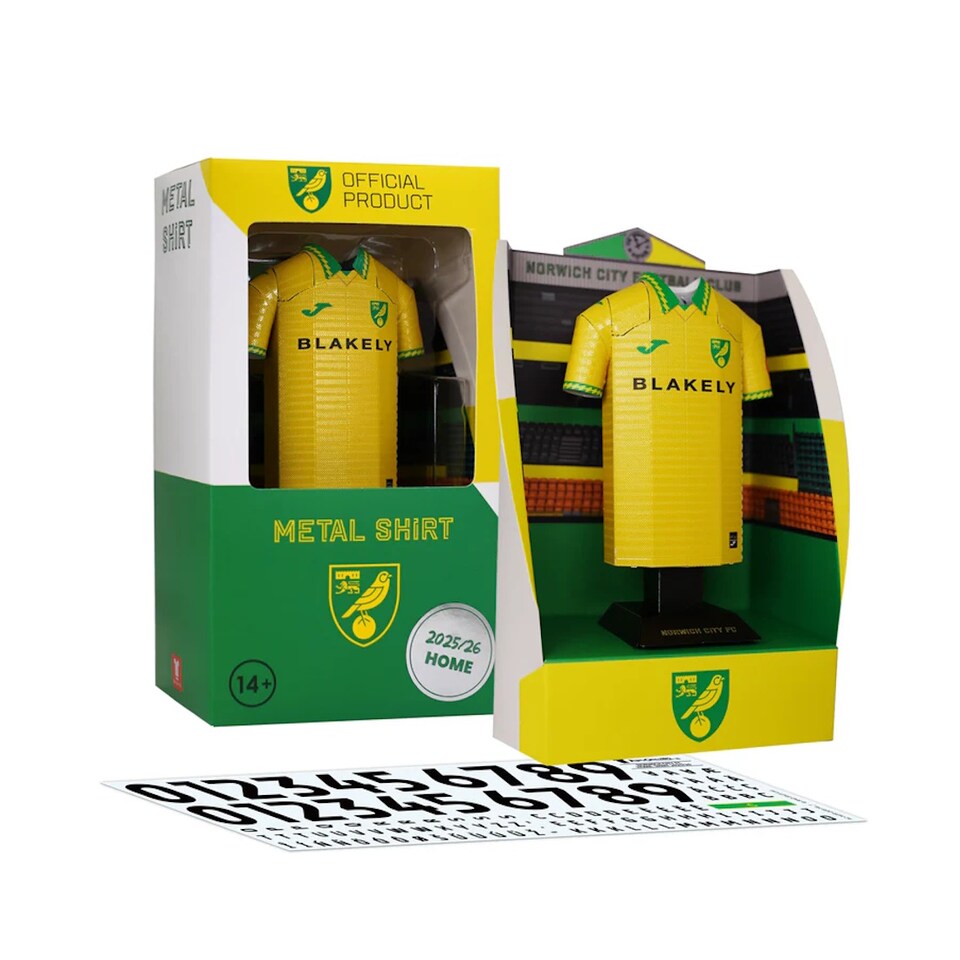 image 1 of RadStuff Metal Alloy Football Shirt - Norwich City Home Kit 2025-26