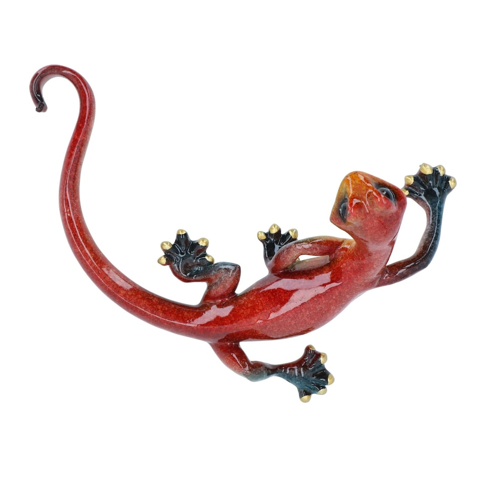 image 1 of Red Speckled Gecko Lizard Resin Wall Shed Sculpture Decor Statue Medium