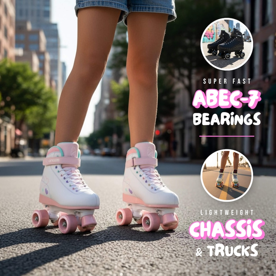 image 1 of CREAM Scoop Quad Roller Skates, Adjustable