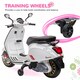 image 5 of AIYAPLAY Vespa Licensed 12V Kids Electric Bike w/ 2 Training Wheels, White