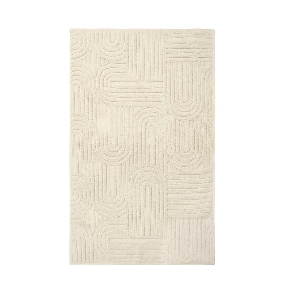 image 1 of OHS Jacquard Arches Textured 100% Cotton 500GSM Absorbent Hand Towel, 50x80cm - Cream