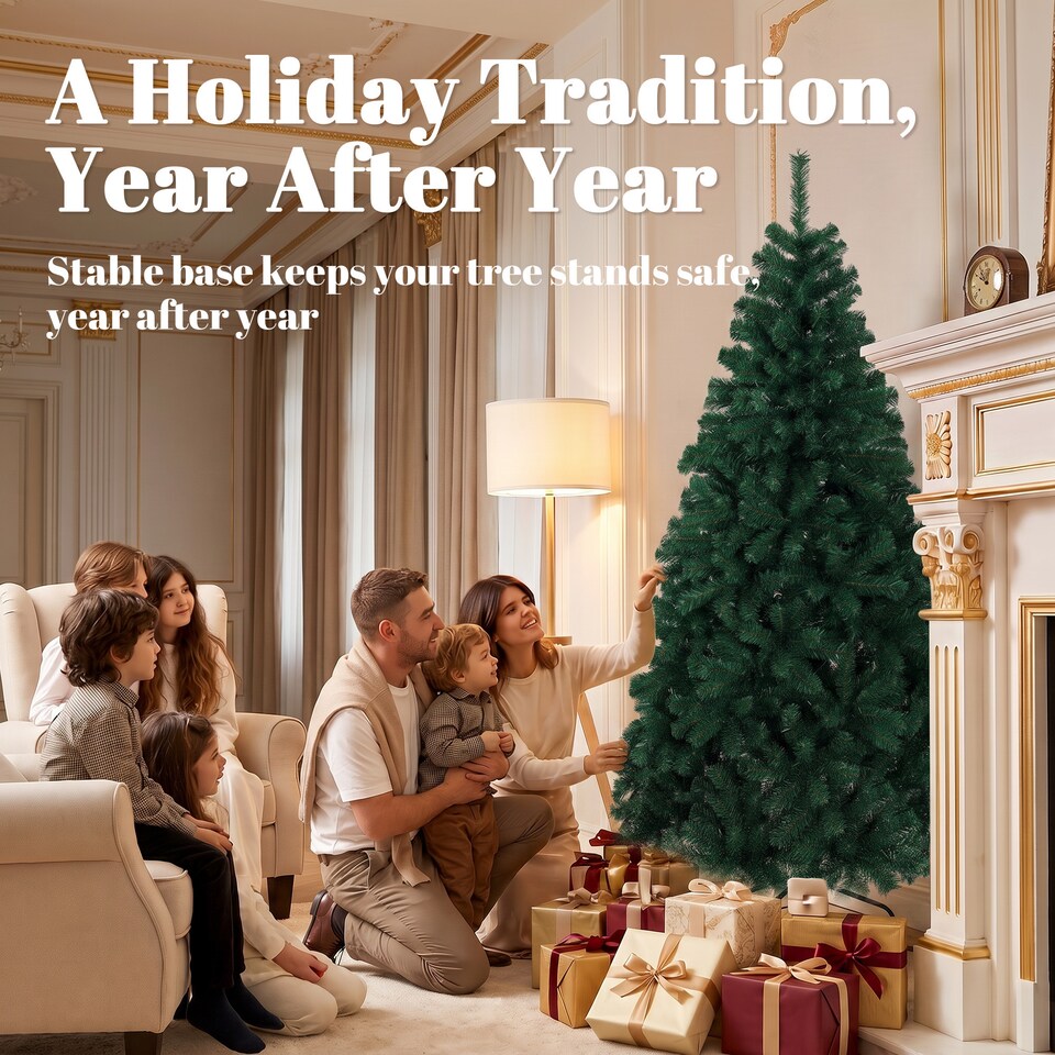 image 1 of HOMCOM Artificial Christmas Tree with Hinged Design, 180cm Fir Tree