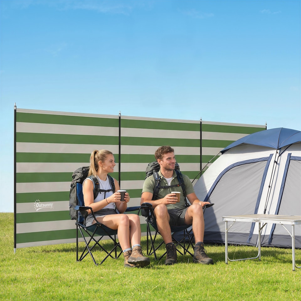 image 1 of Outsunny Camping Windbreak Portable Wind Blocker Privacy Wall | Green | Army Green | 540 x 150 cm
