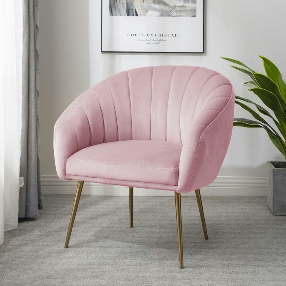 image 1 of Helena Velvet Accent Chair - Pink