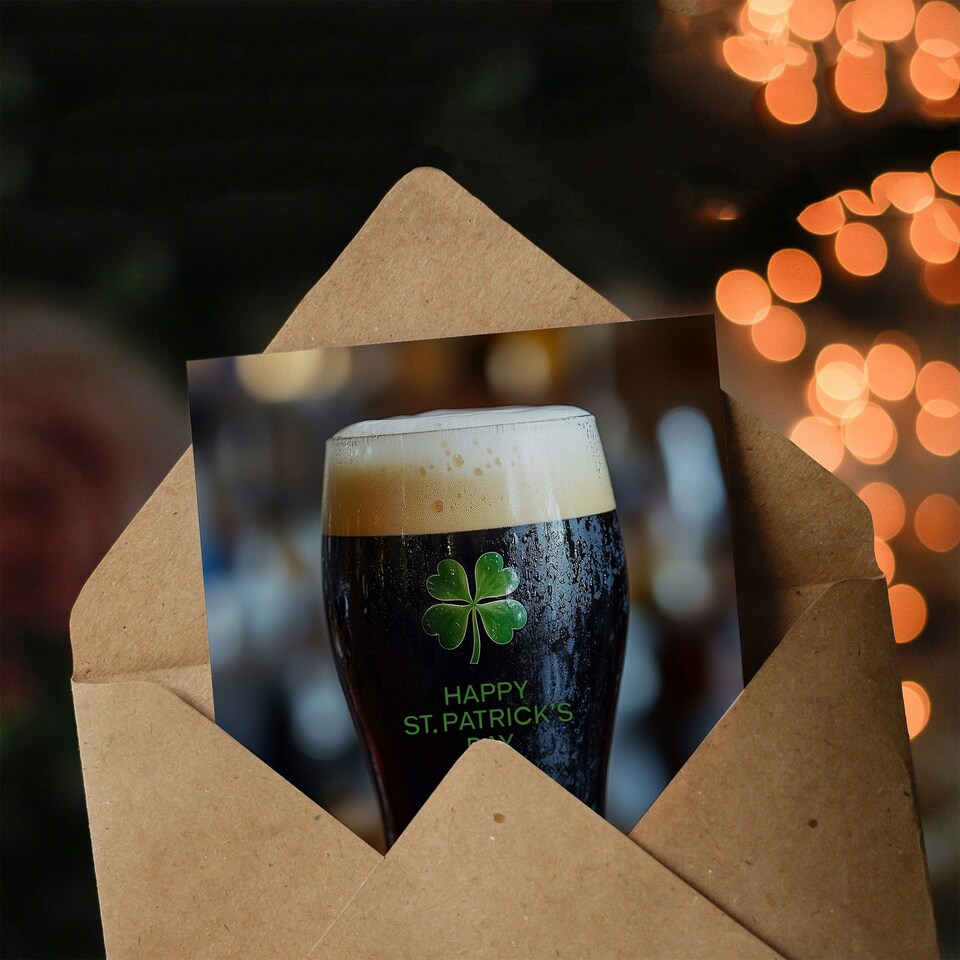 image 1 of St. Patrick's Day Card Raise A Pint Stout Blank Greeting Card
