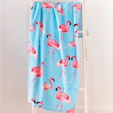 Catherine Lansfield Flamingo Cotton Beach Towel | Blue | One size