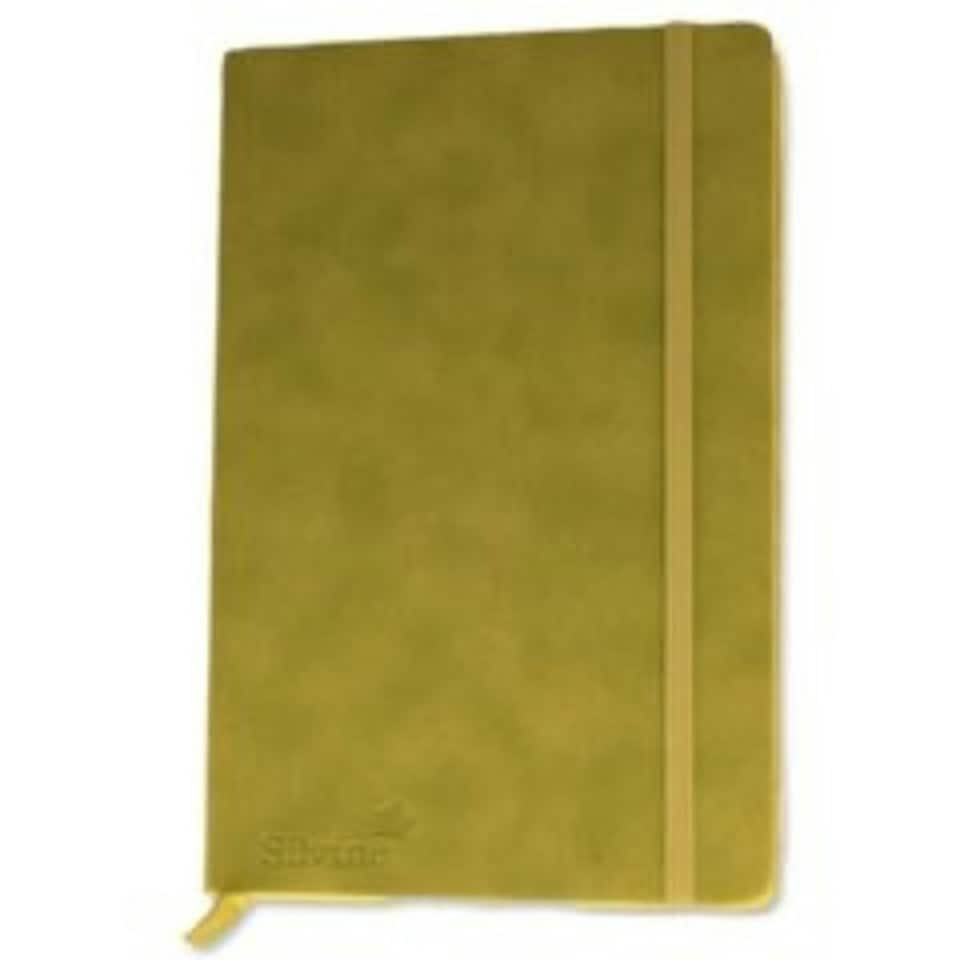 image 1 of Silvine Executive Soft Feel Notebook Ruled with Marker Ribbon 160pp 90gsm A5 Lime Green Ref 197G