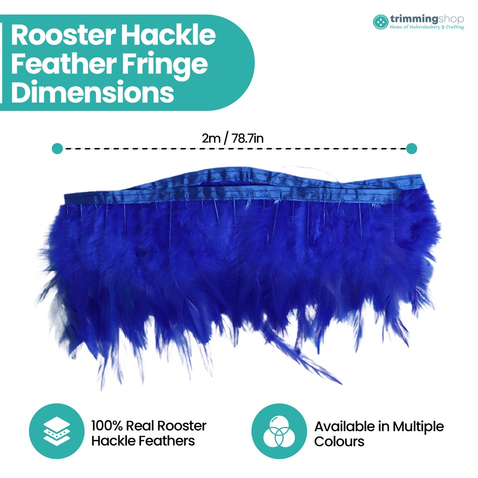 image 1 of Trimming Shop 2M Rooster Hackle Feather Fringe Trim for Creative Projects