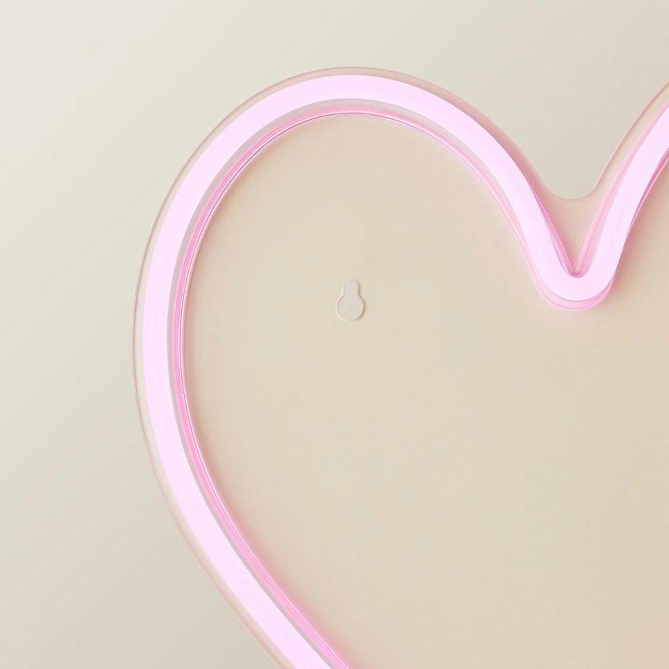 image 1 of ValueLights Heart neon Heart Neon White Illuminated Decoration and Integrated LED 3W Pink Bulb