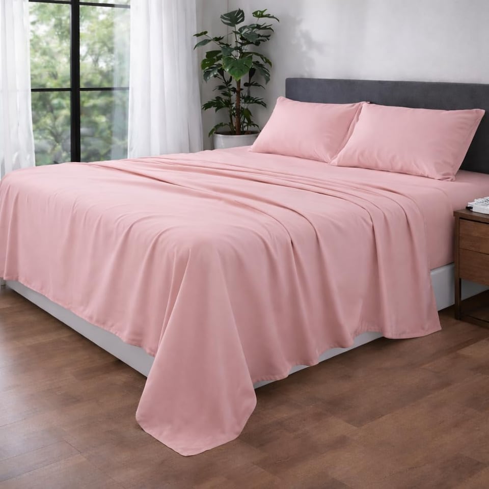 image 1 of HOMES-LINEN Microfibre Flat Sheet Easy Care Bed Sheet