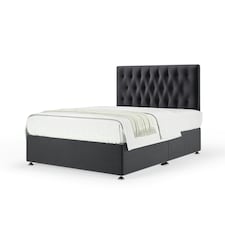 Neptune Spring Graphite Plush Velvet Divan Set And Lona Headboard Small Double