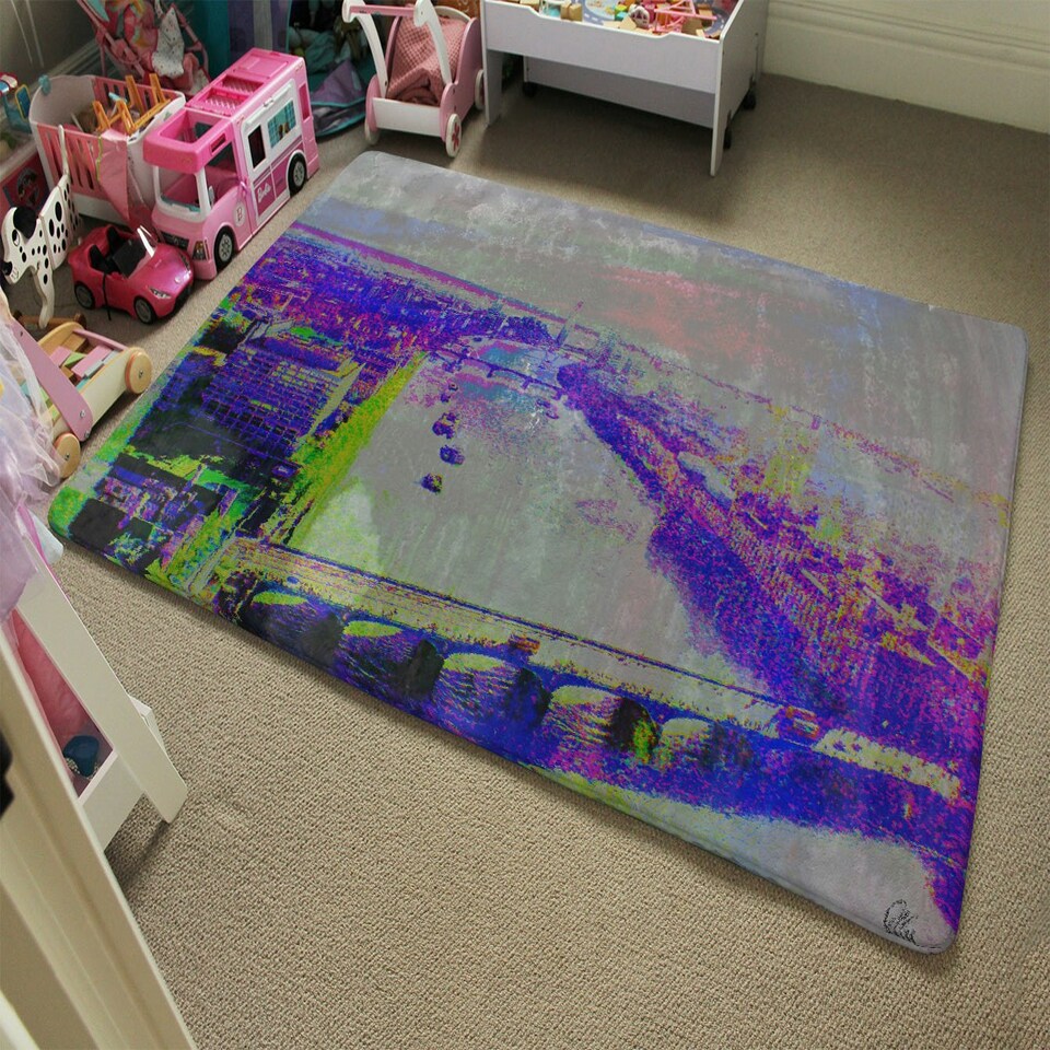 image 1 of London Eye view   (Rug) Purple | Large: 140x200cm