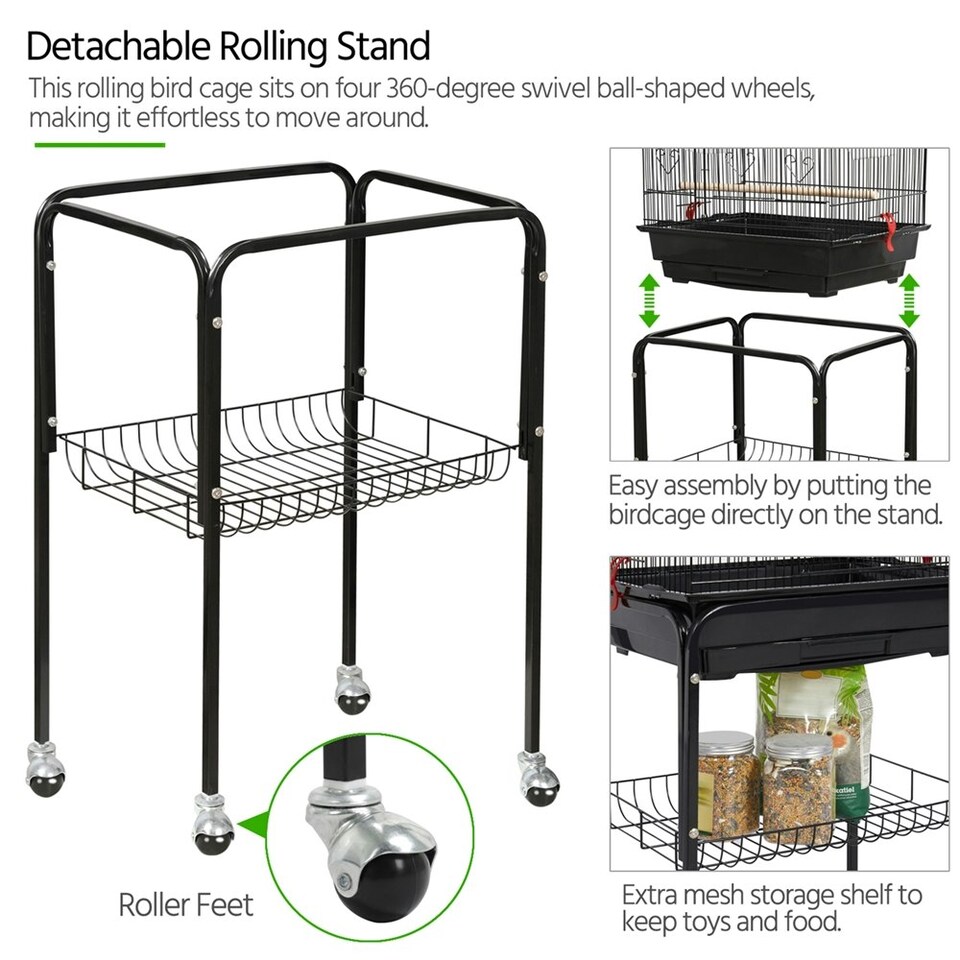 image 1 of Yaheetech 162.5 cm Tall Open Top Metal Bird Cage Large Black