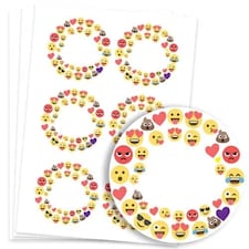 Emoji Design Round Stickers 88mm - Sheet of 6