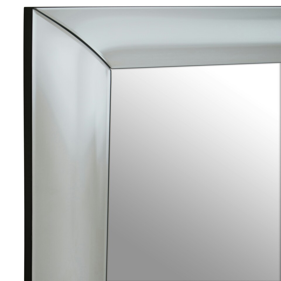 image 1 of Interiors by Premier Art Deco Rectangle Wall Mirror, Silver Panelled Thick Frame Mirror for Living Room, Decorative Mirror Silver