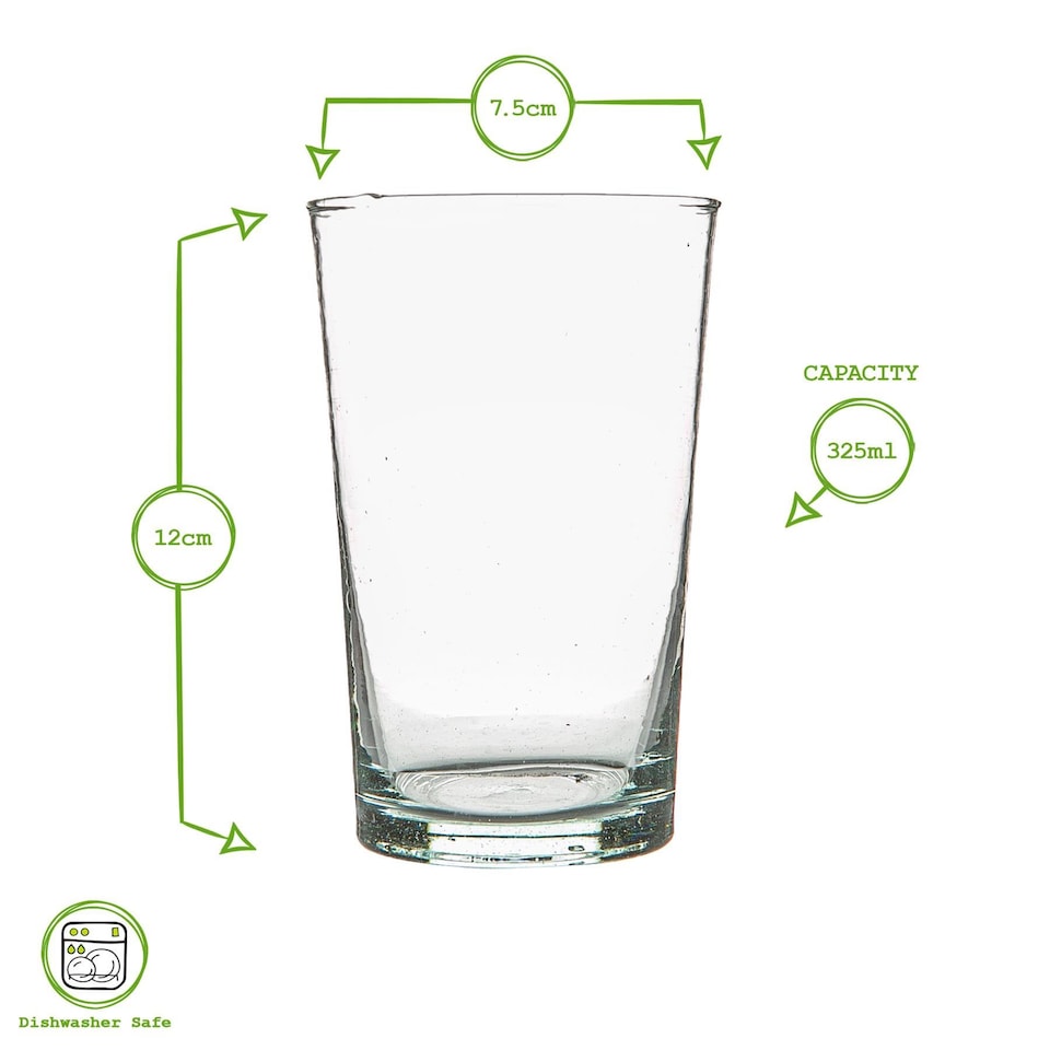 image 1 of Nicola Spring 12pc Meknes Glassware Set - Hand-Blown Moroccan Recycled Glass Highball Whisky Drinking Tumblers - Blue Glass | Blue | Blue | 325ml: 12 x 7.5 x 7.5 CM | 215ml: 9 x 7 x 7 CM | 12