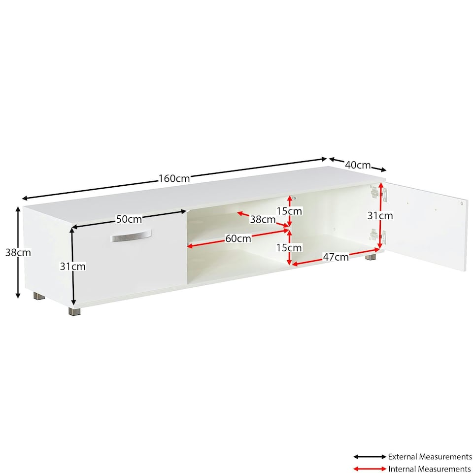 image 1 of Vida Designs Cosmo 2 Door TV Unit Entertainment Stand, 160cm, White | White | 1