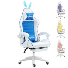Vinsetto Racing Style Gaming Chair with Footrest Removable Rabbit Ears, Yellow