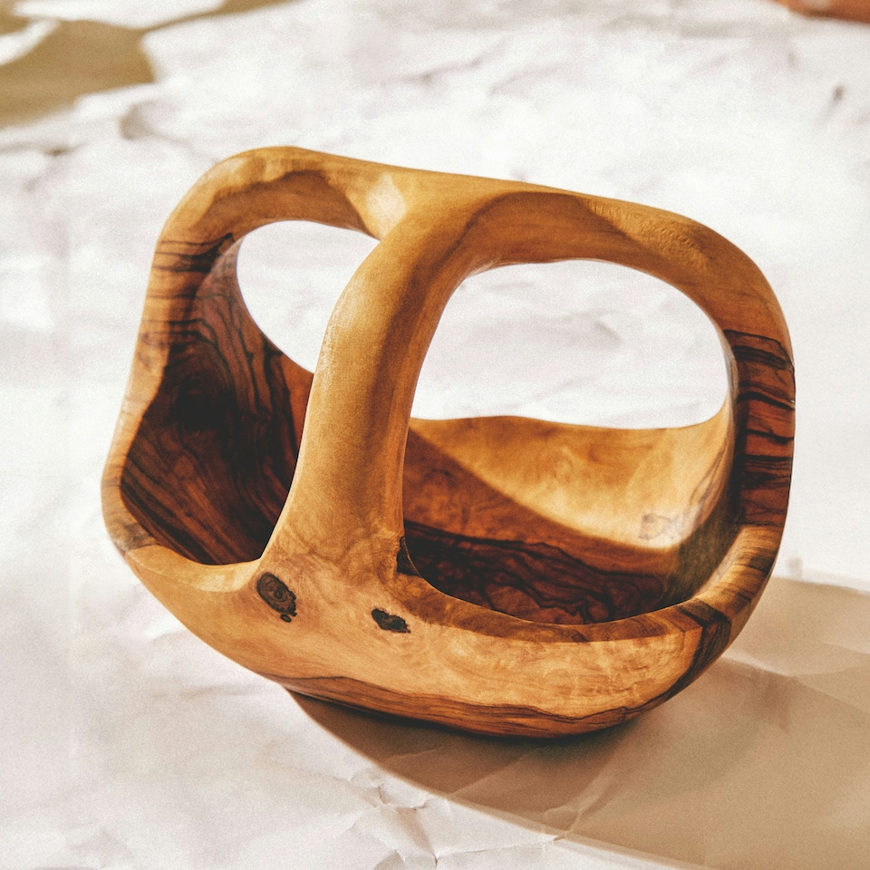 image 1 of Kora Olive Wood Fruit Bowl | Cream