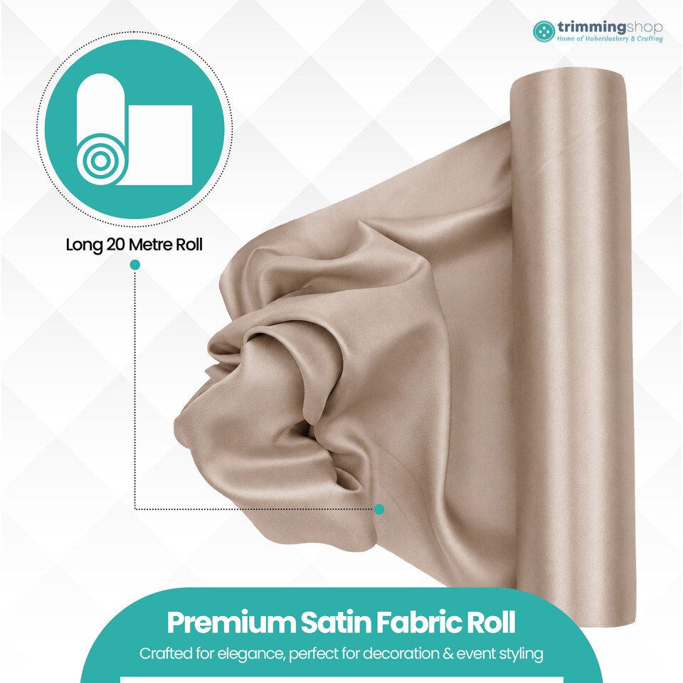 image 1 of Satin Fabric Roll, Silky & Shiny, Soft Polyester Roll - 29cm x 20m