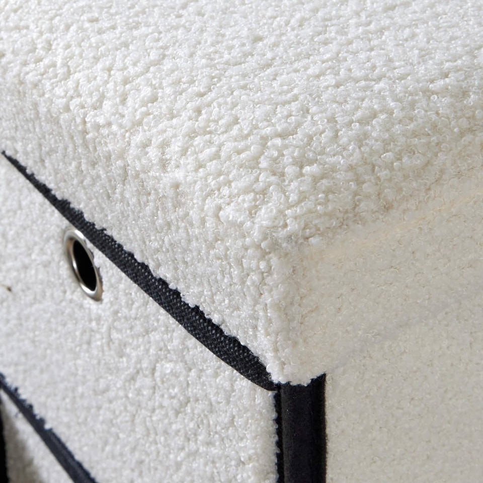 image 1 of Folding Ottoman Storage Bench 6 Drawer Compact Space-Saving Furniture | Cream