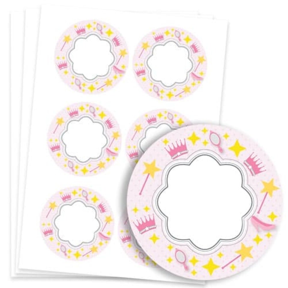 image 1 of Princess Design Round Stickers 88mm - Sheet of 6