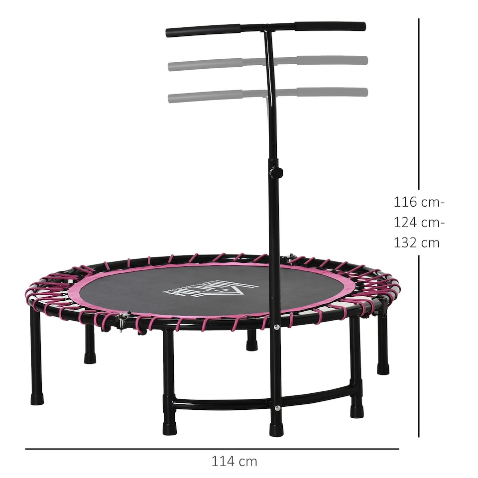 image 1 of HOMCOM Trampoline Outdoor Bouncer Jumper Adjustable Handle, Pink