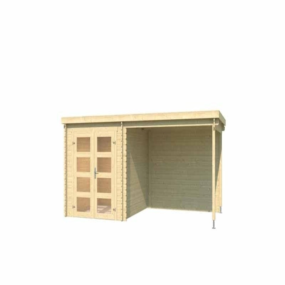 image 1 of Long Beach-Log Cabin, Wooden Garden Room, Timber Summerhouse, Home Office - L492.2 x W254.9 x H216.6 cm Brown
