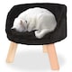 image 3 of Round Luxury Pet Stool Sofa Chair Bed Velvet Sleeping Rest Seat on 3 Wooden Legs | Black | Black