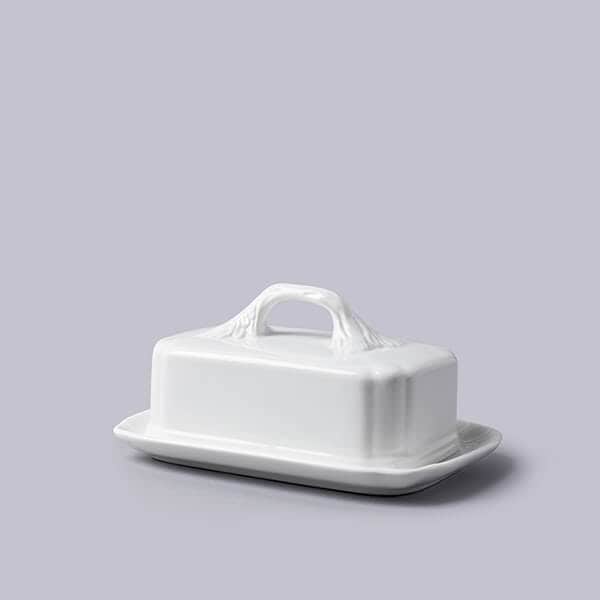WM Bartleet & Sons Porcelain Butter Plate with Lid in White