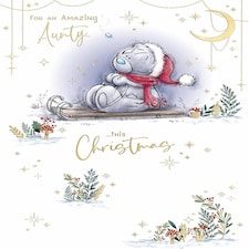 Bear On Sledge Aunty Christmas Card