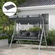 image 2 of Outsunny Outdoor Seat Cushions Back Cushion with 2 Pillows, Water Repellent Seat Pads for 3-Seater Chair, Swing, Sofa 