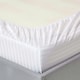 image 2 of Homescapes White Egyptian Cotton Satin Stripe Fitted Sheet 330 TC, Double | White | Double
