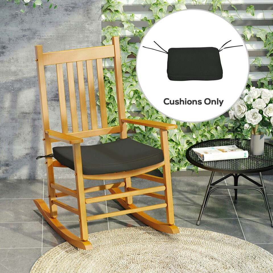 image 1 of Outsunny Set of 6 Chair Cushion Seat Pads Dining Chair w/ Straps Black | Black
