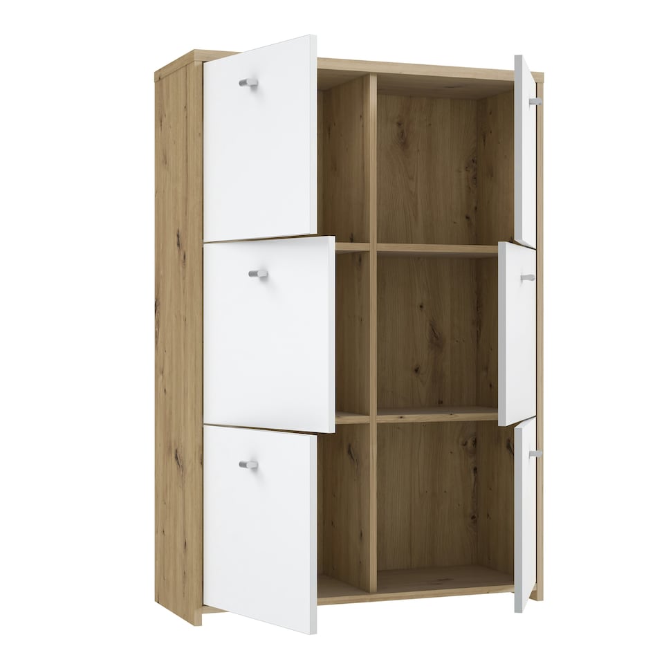 image 1 of Best Chest Storage Cabinet with 6 Doors in Artisan Oak/White
