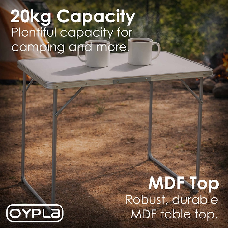 image 1 of 80cm Portable Folding Outdoor Camping Kitchen Work Top Table | White